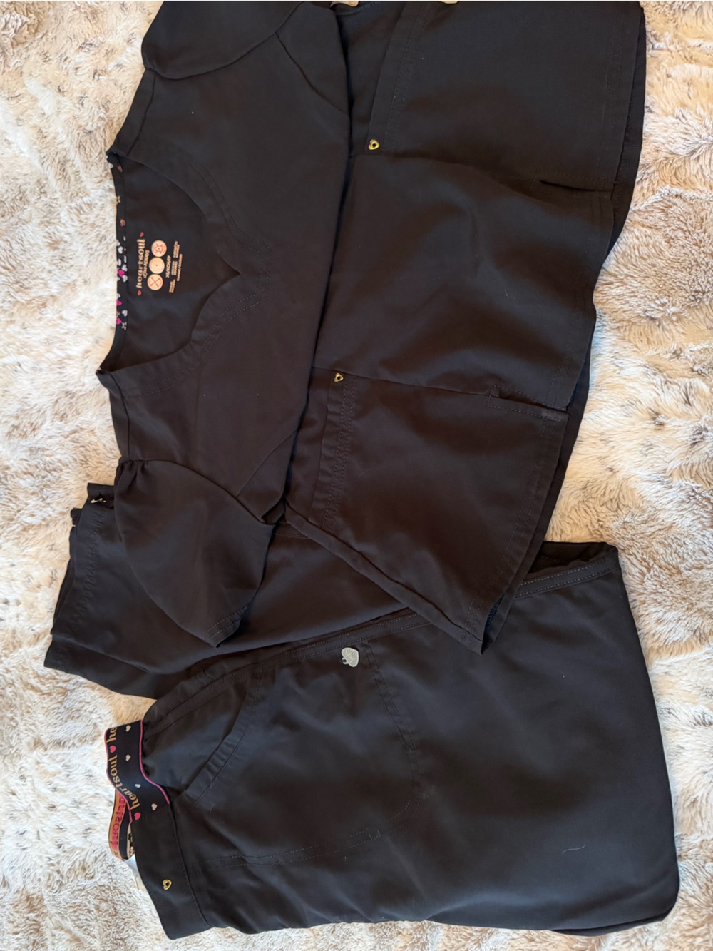 HeartSoul Black Medical Scrub Top and Pants Set